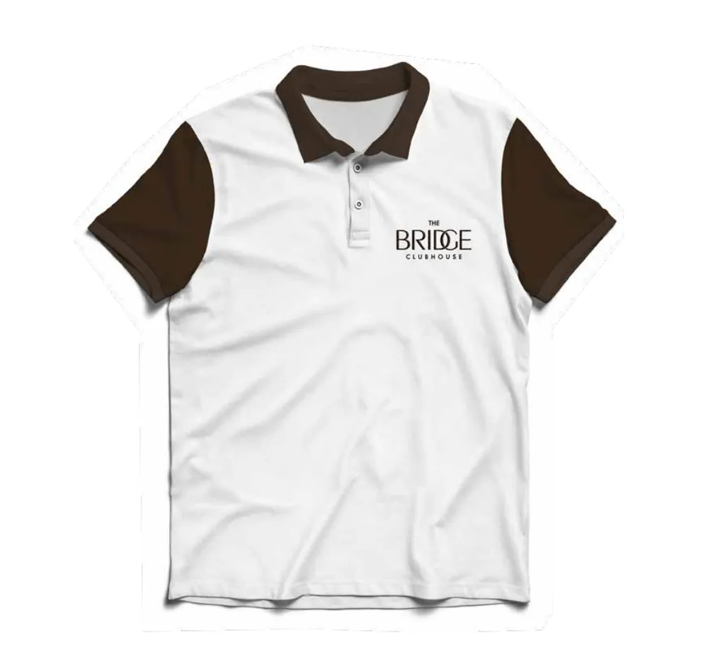 Staff polo, branded with The Bridge Clubhouse identity