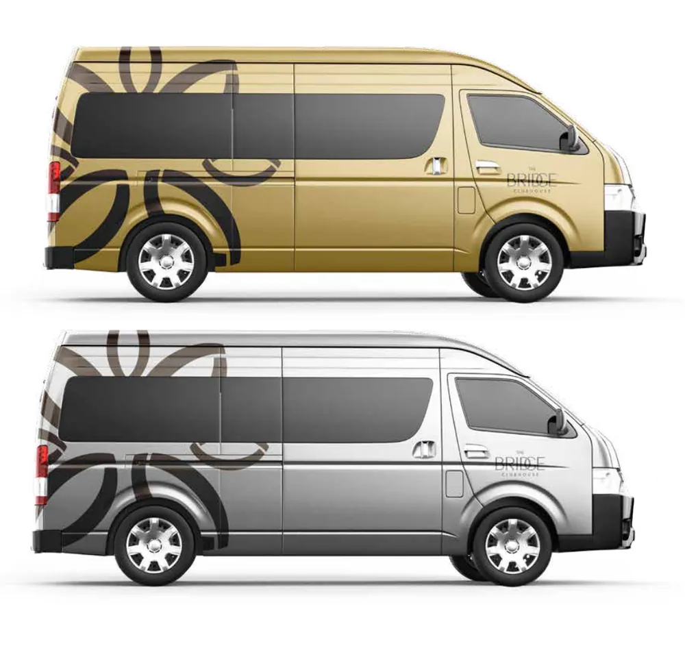 Vehicle livery, branded with The Bridge Clubhouse identity