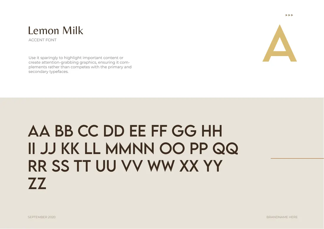Brand manual, page 30: Accent typeface