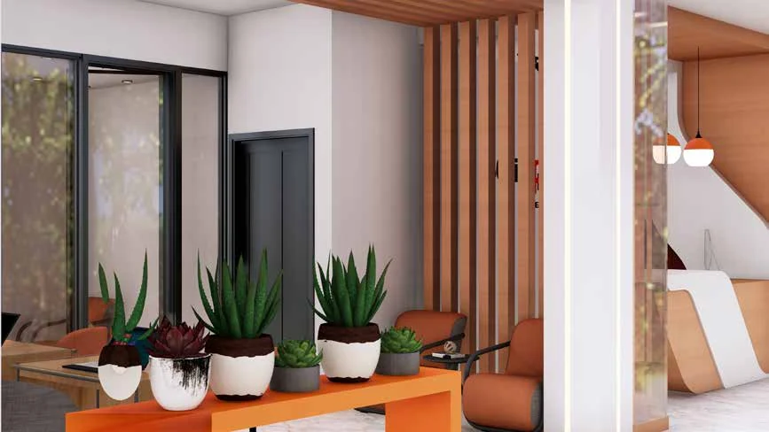 Waiting area and planters