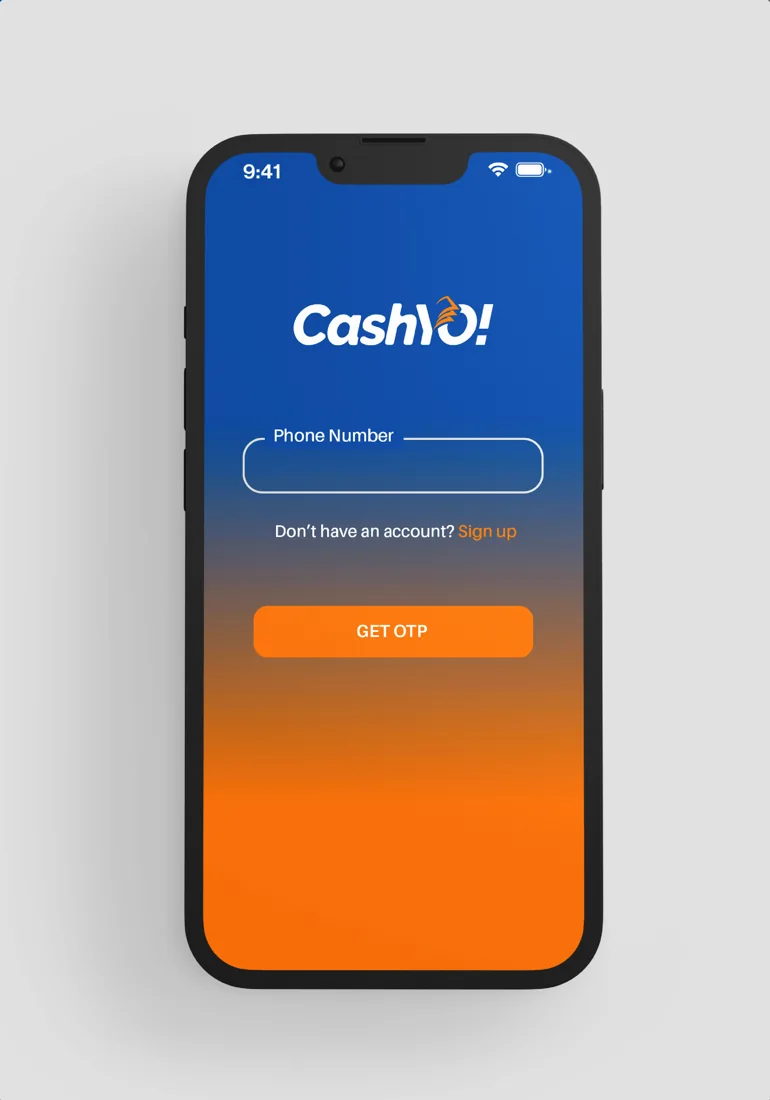 App login screen, direction 03