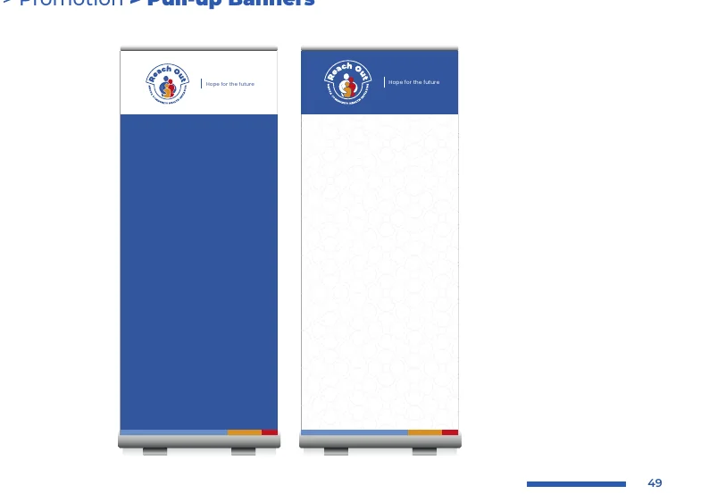 Pull-up banners, branded with the Reach Out Mbuya identity