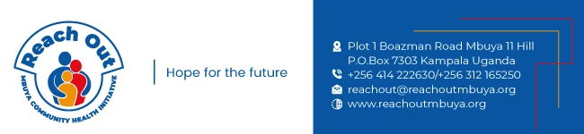 Email signature, branded with the Reach Out Mbuya identity