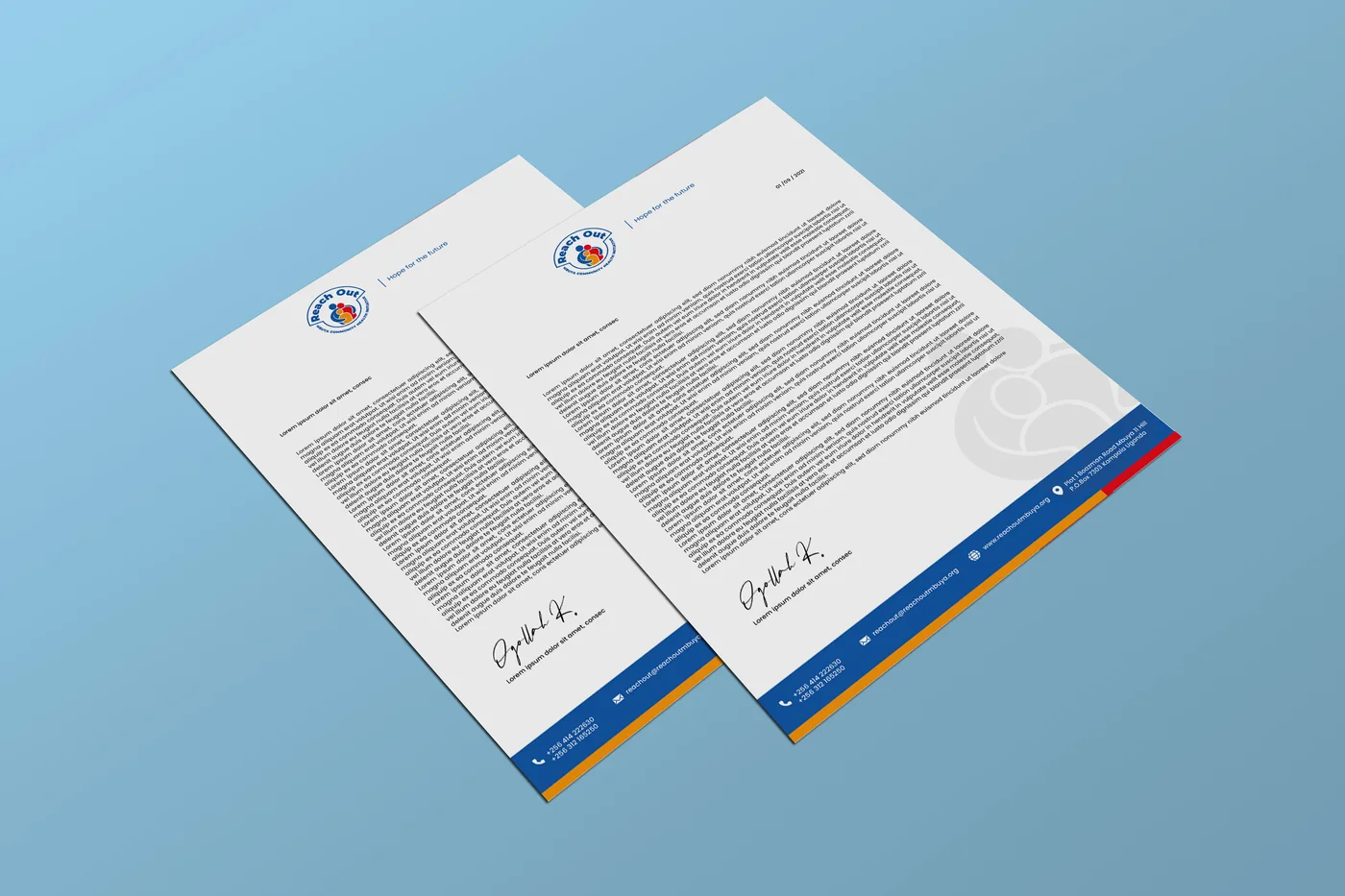 Letterhead, branded with the Reach Out Mbuya identity