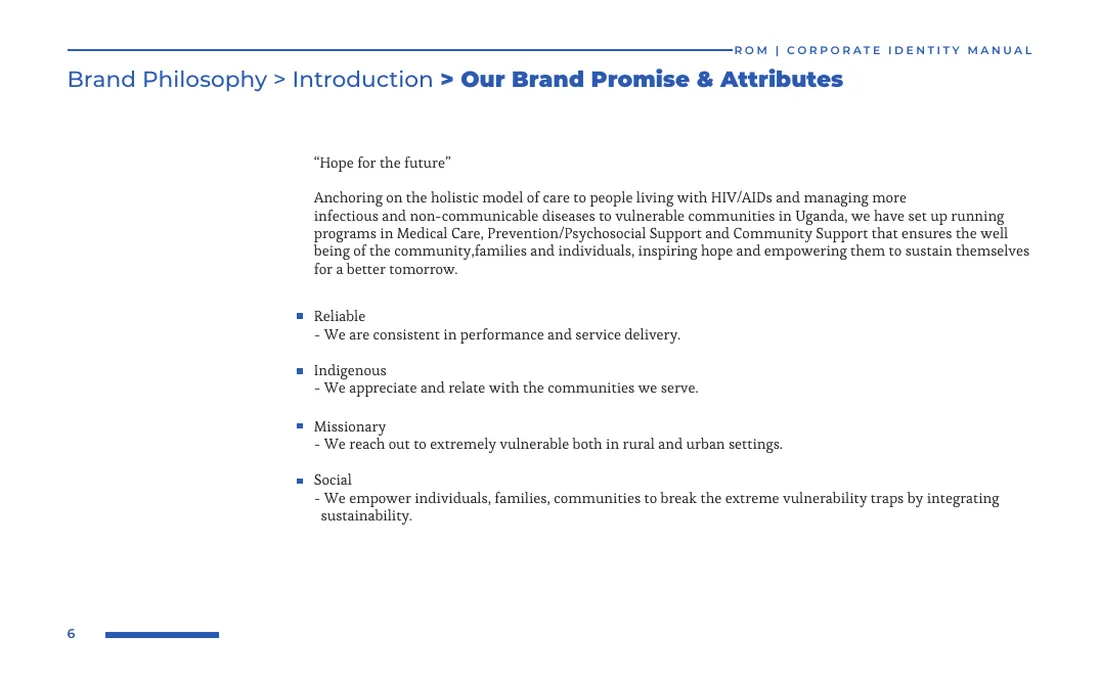 Brand manual: Brand promise and attributes
