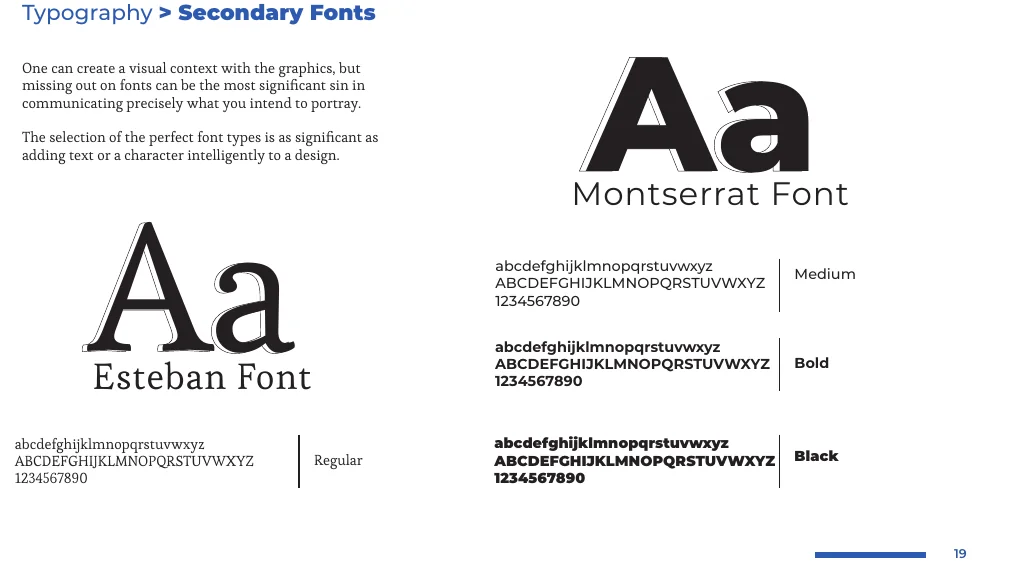Secondary fonts: Montserrat and Esteban