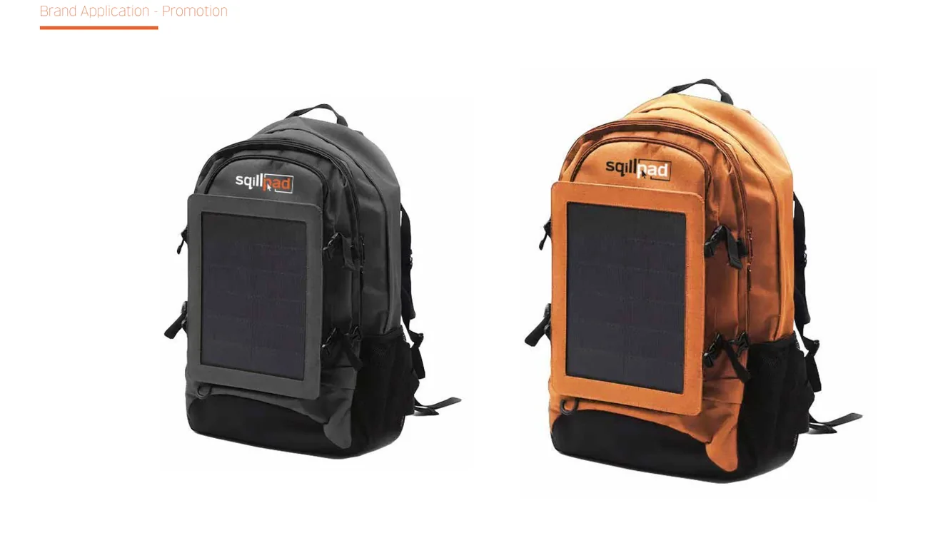 Backpacks, branded with the Sqillpad identity