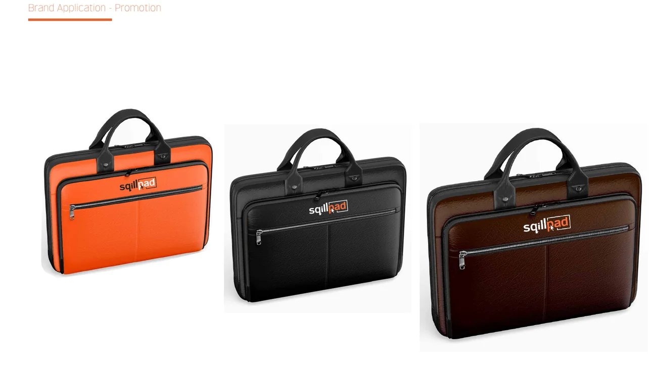 Laptop bags, branded with the Sqillpad identity