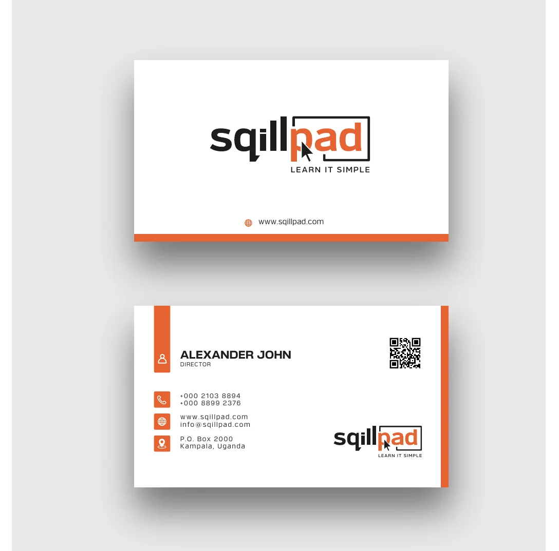 Business card, branded with the Sqillpad identity