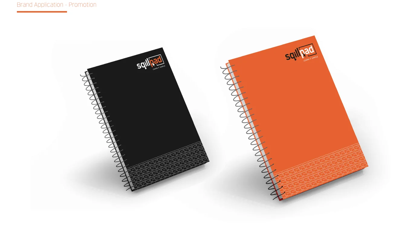 Notebooks, branded with the Sqillpad identity