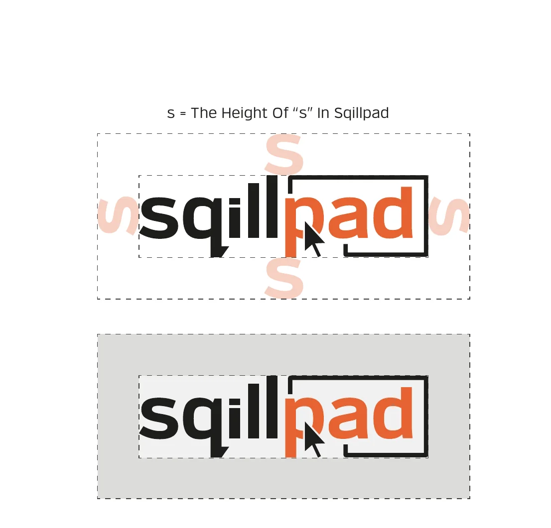Exclusion zone diagram: the space around the logo equals the height of the letter s