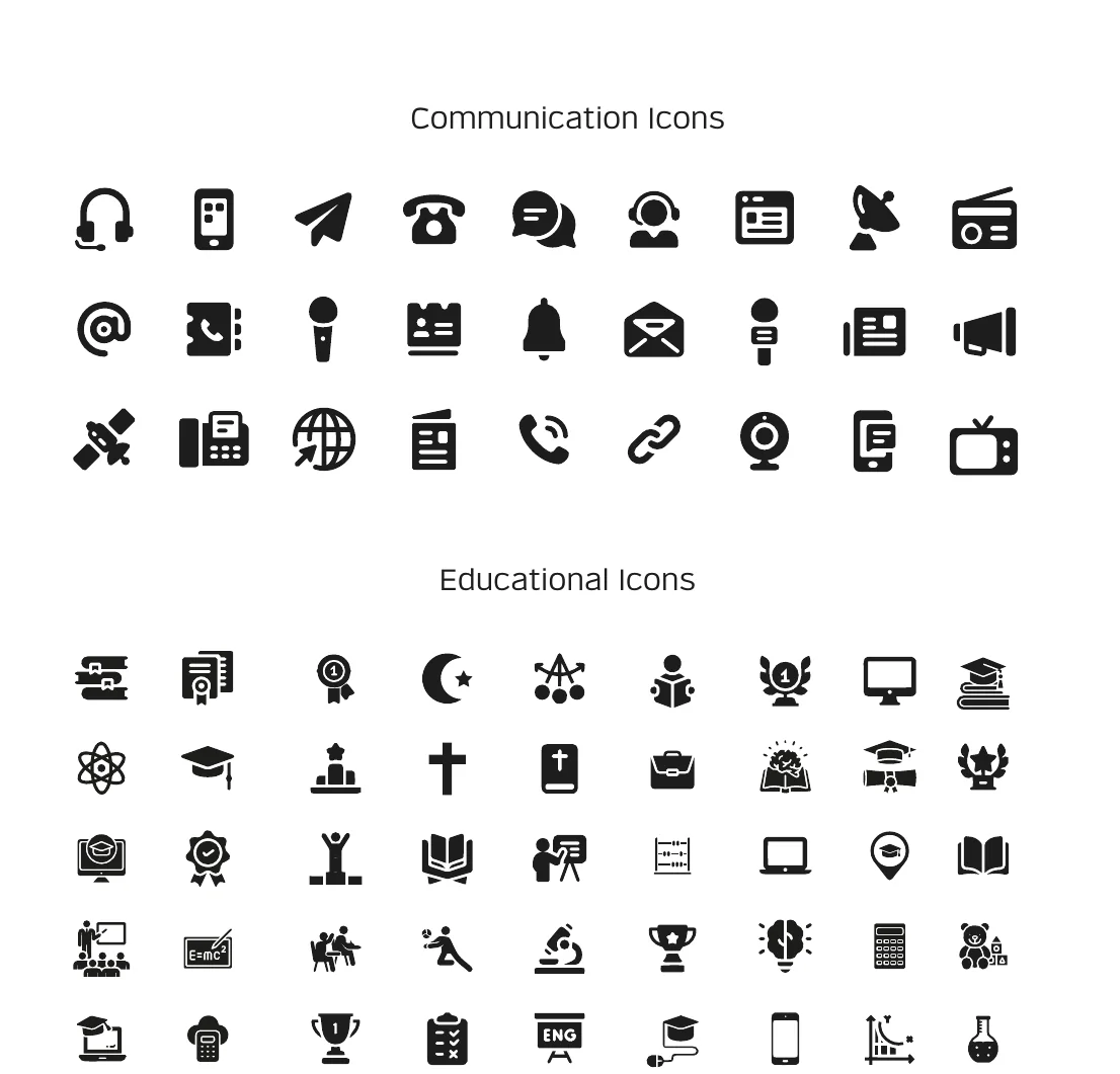 The Sqillpad icon set: communication icons and educational icons