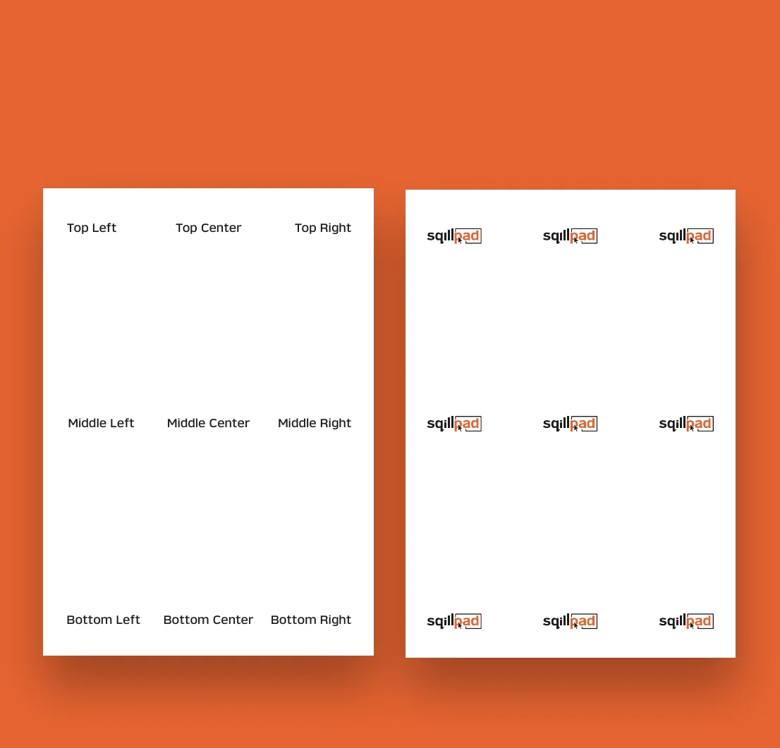 Logo placement grid: nine positions